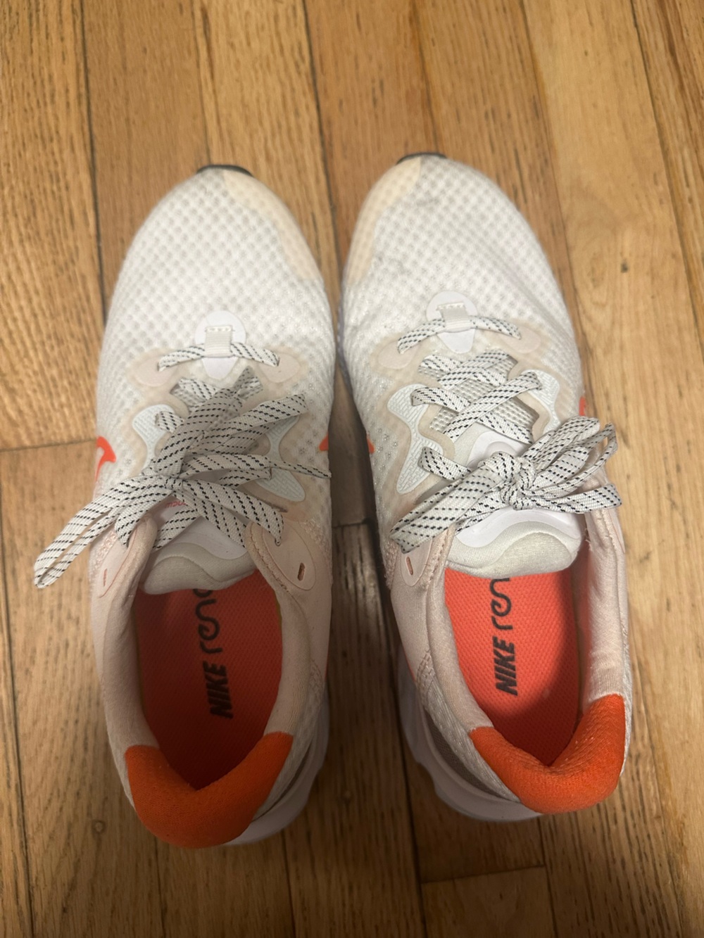 Nike White Mesh Sneakers with Orange Insoles
